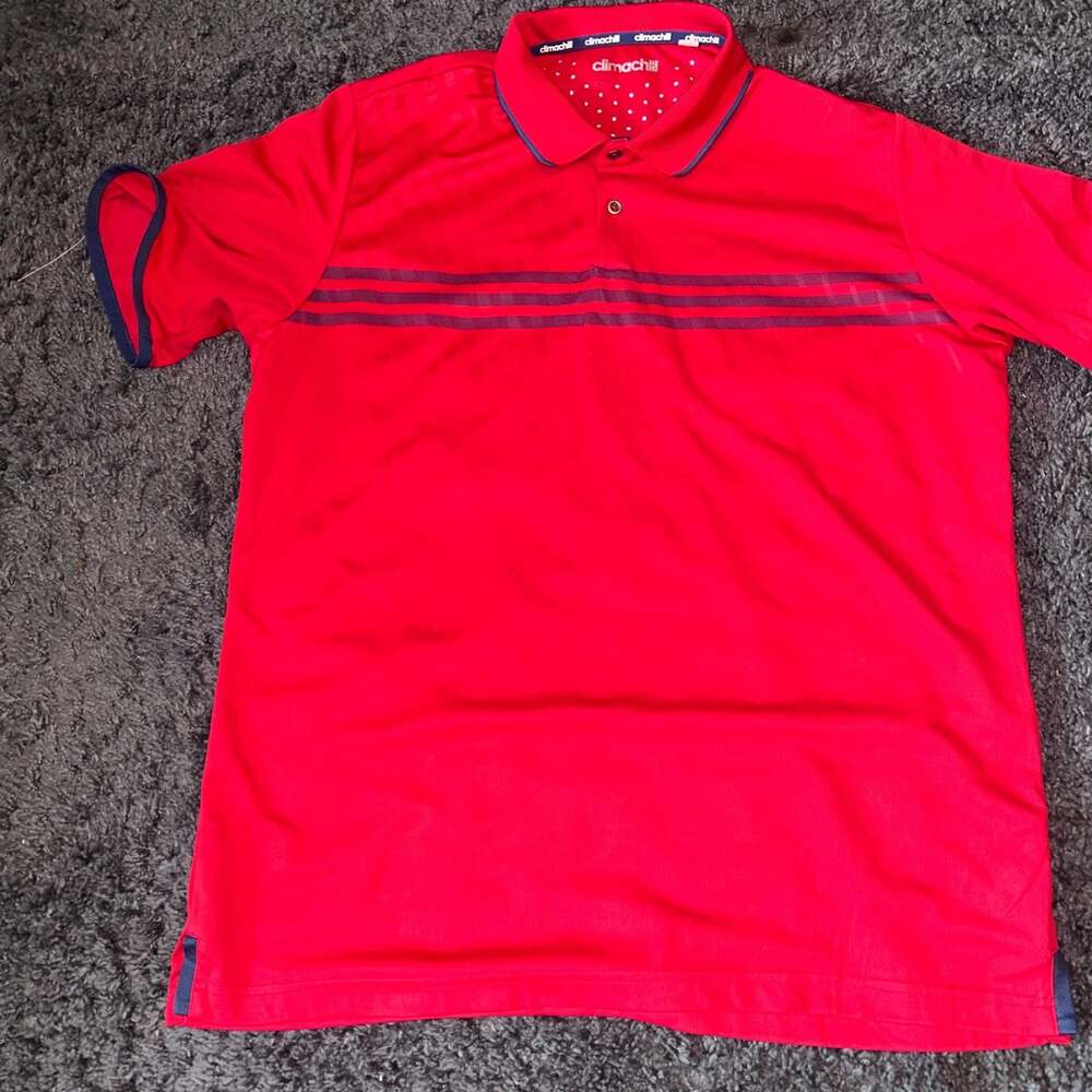 Adidas Climachill Striped Golf Polo Shirt Red Size L Gull Lake View